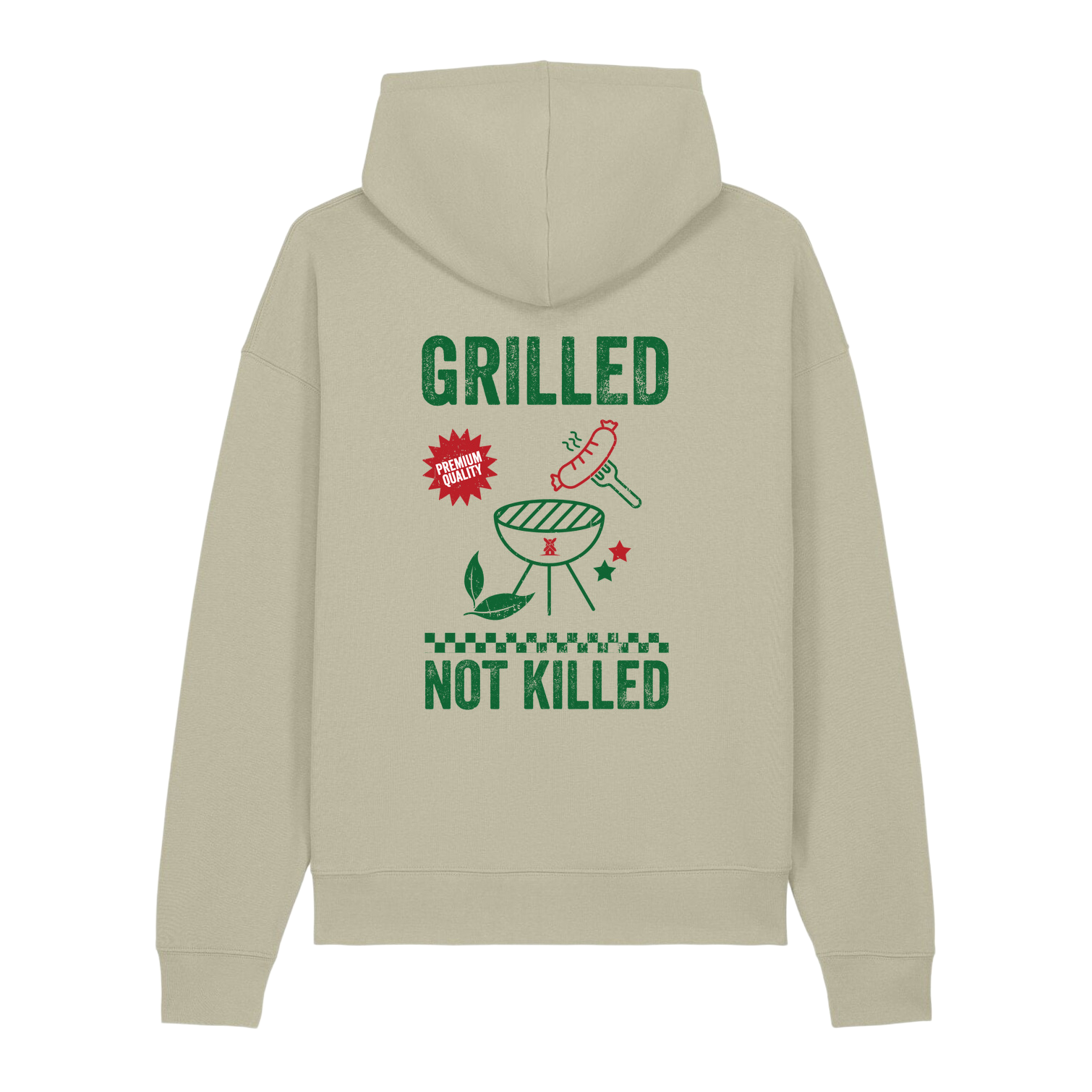 "Grilled-Not-Killed" Oversized Hoodie Sand