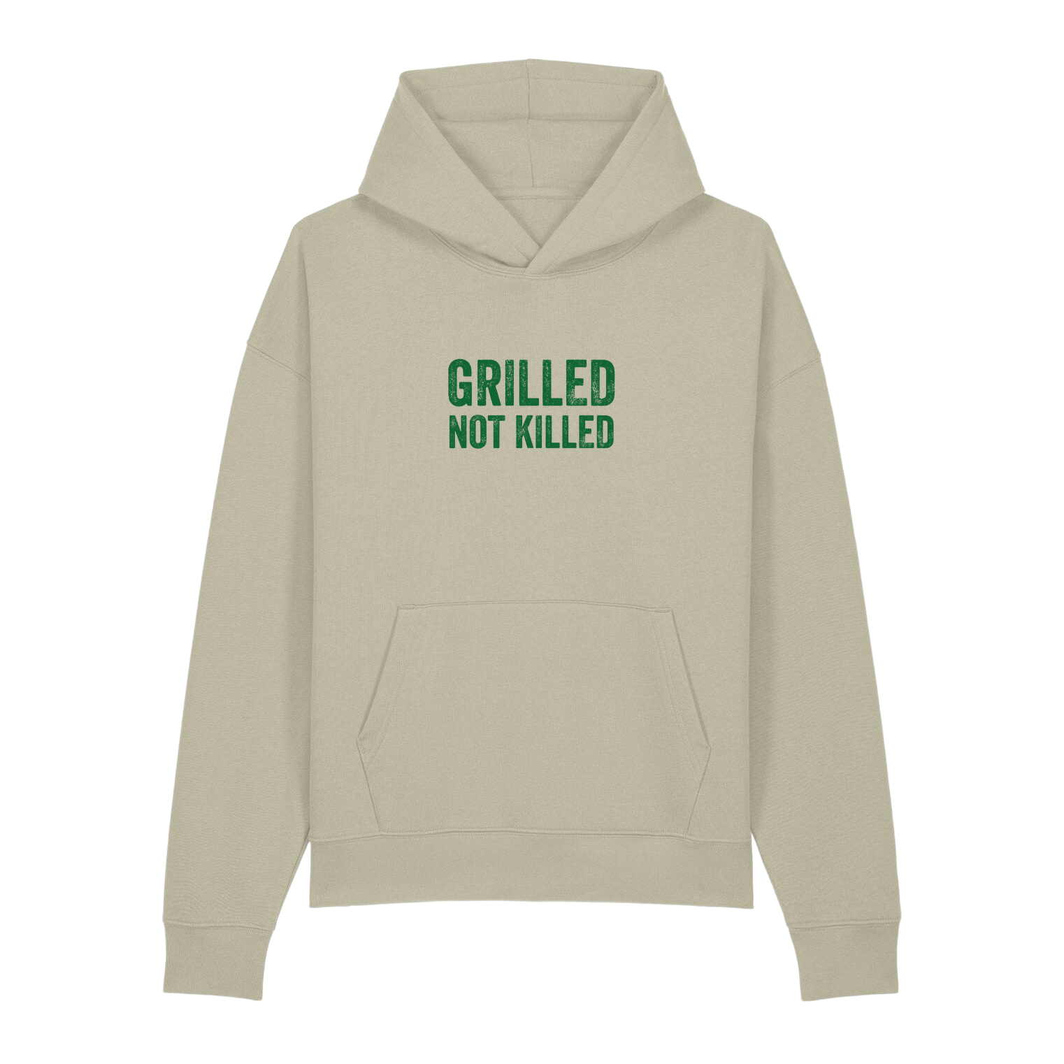 "Grilled-Not-Killed" Oversized Hoodie Sand
