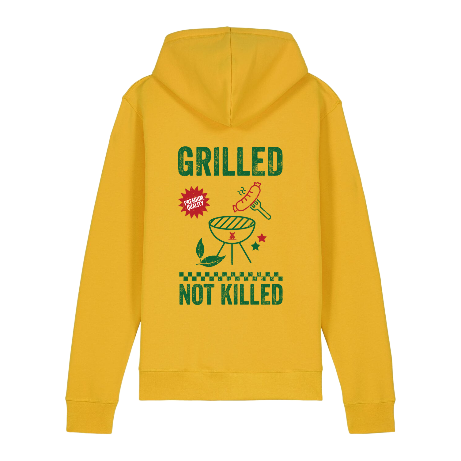 "Grilled-Not-Killed" Hoodie Gelb 